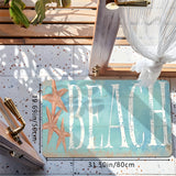 1pc Coastal Beach Themed Washable Polyester Doormat with Starfish Design