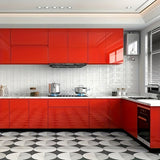 1 Roll of Thickened Red High-Gloss Self-Adhesive Wallpaper 196.85inx15.75in & 393.70inx15.75in