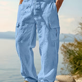 Men's Casual Linen Cargo Pants with Multiple Pockets