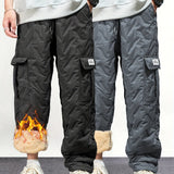 Men's Heavy-Duty Winter Cargo Pants - Thermal Insulated Work Trousers
