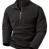 Men's Half-Zip Standing Collar Sweatshirt - Thermal Pullover