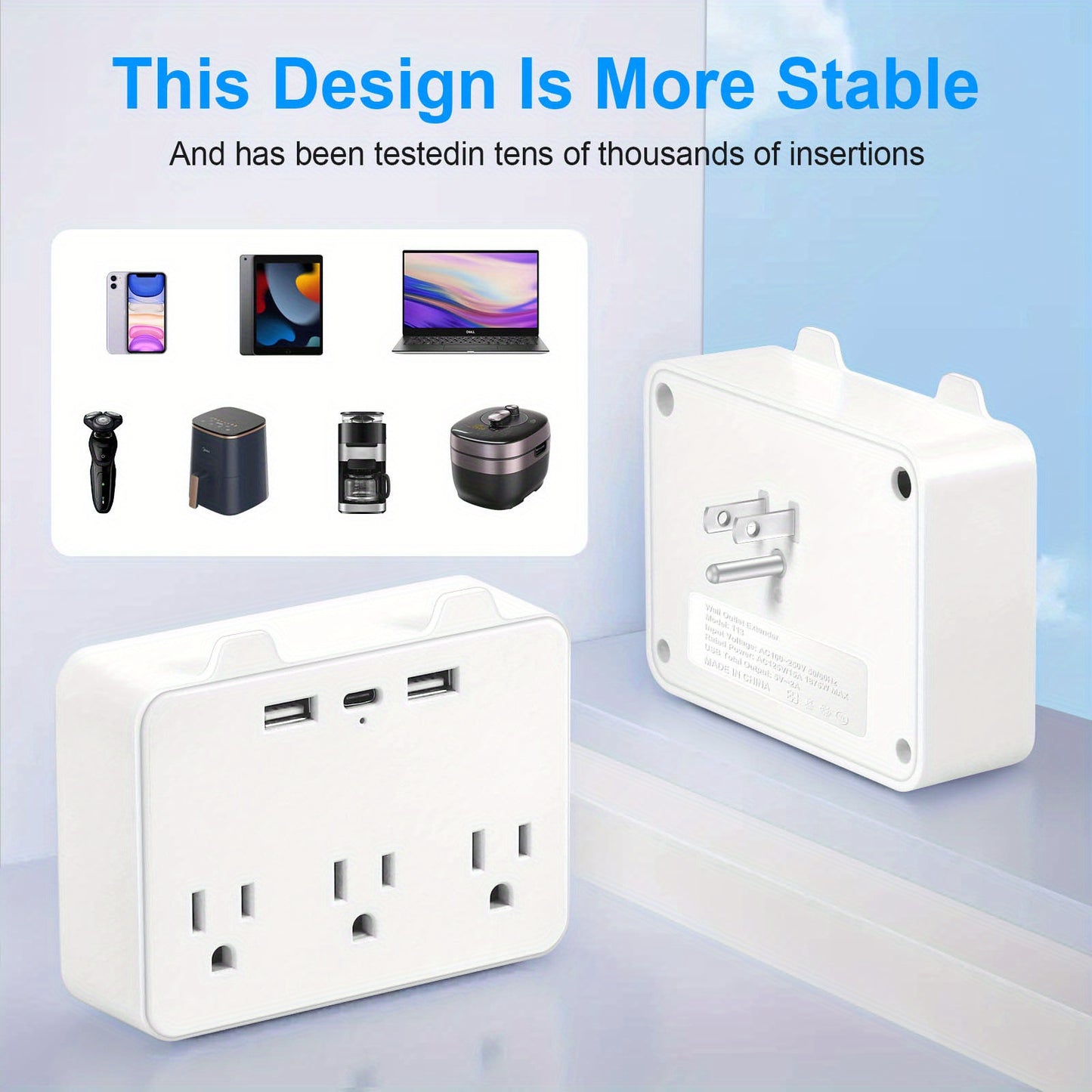 Power Strip with 3 USB Ports (1 USB-C), 6 Outlets