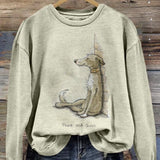 Women's Plus Size Sweatshirt with Dog Graphic