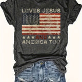 Women's Plus Size Patriotic American Flag T-Shirt