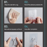 16pcs Large-sized Transparent Self-adhesive Hooks, with Strong Load-bearing Capacity