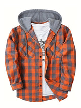 Men's Casual Plaid Hoodie Shirt