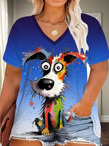 Plus Size Women's Casual Puppy Graphic T-Shirt