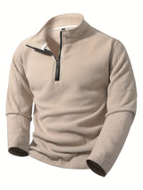 Men's Half-Zip Standing Collar Sweatshirt - Thermal Pullover