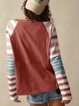 Women's Plus Size Elegant Striped Long Sleeve Top