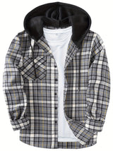 Men's Elegant Plaid Shirt - Button-Front Closure