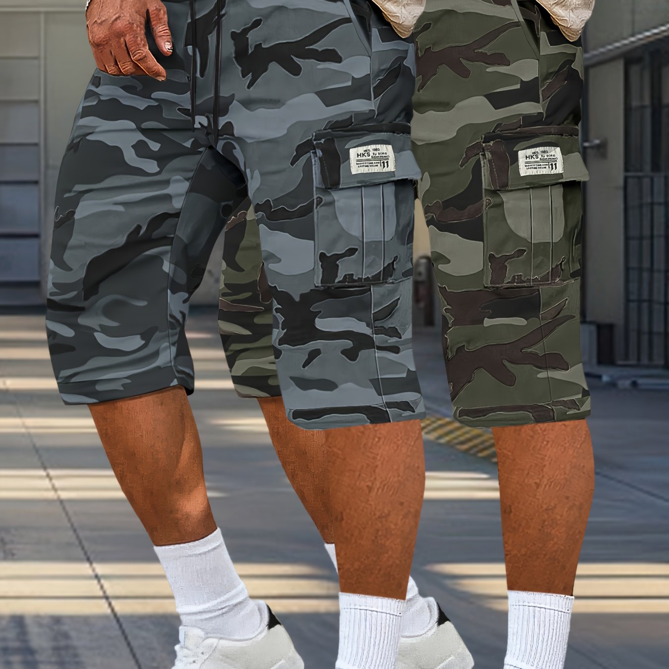 2pcs Men's Outdoor Camouflage Cargo Shorts