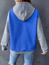 Comfy Plus Size Women's Casual Waffle Color Block Hoodie