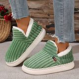 Women's Plush-Lined Winter Slippers with White Faux Fur Trim & EVA Sole