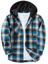 Men's Elegant Plaid Shirt - Button-Front Closure