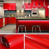1 Roll of Thickened Red High-Gloss Self-Adhesive Wallpaper 196.85inx15.75in & 393.70inx15.75in