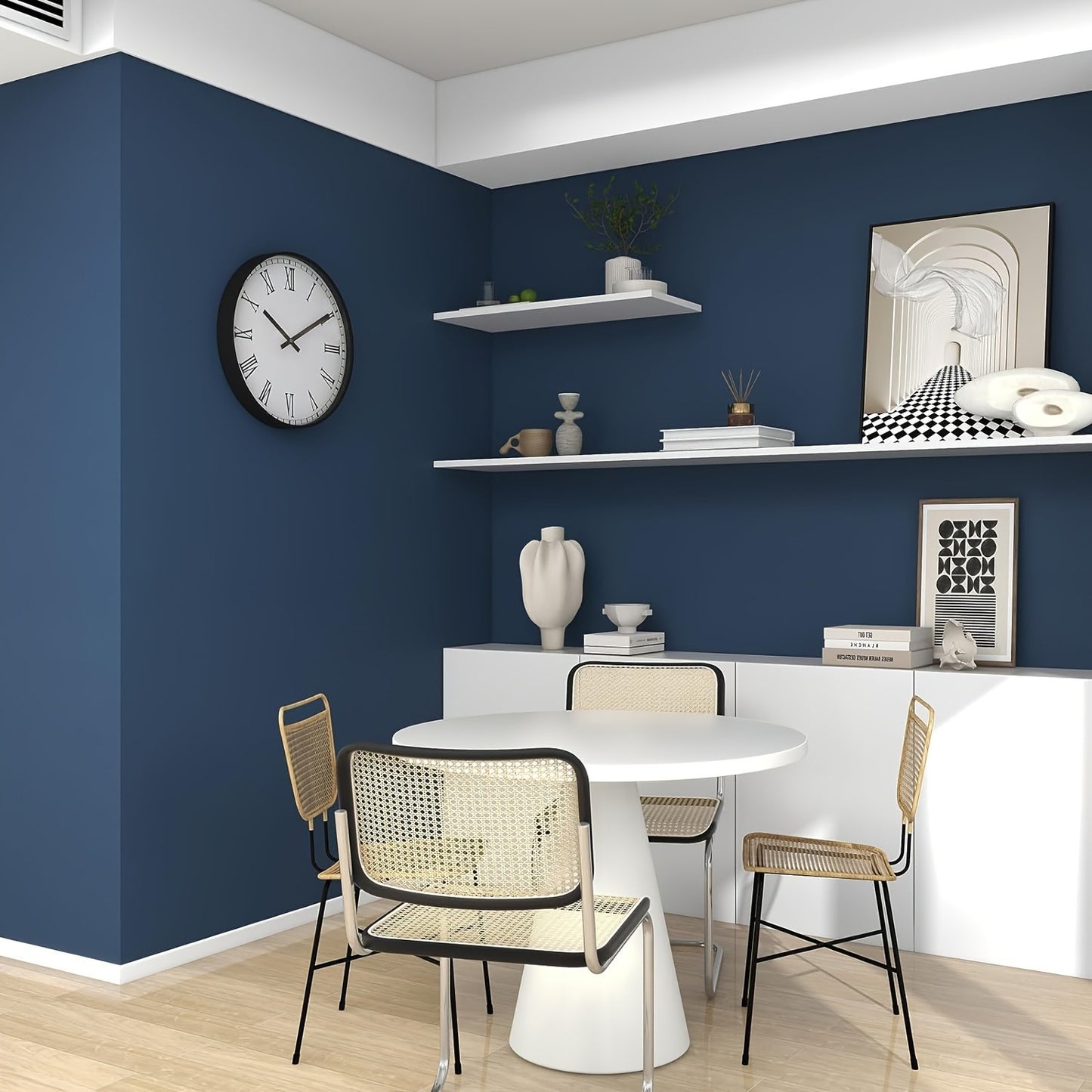 1 Roll Solid Dark Blue Thick Peel & Stick Wallpaper