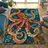 Non-Slip, Fade-Resistant Vintage Octopus Design Area Rug