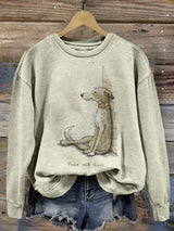 Women's Plus Size Sweatshirt with Dog Graphic