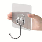 16pcs Large-sized Transparent Self-adhesive Hooks, with Strong Load-bearing Capacity