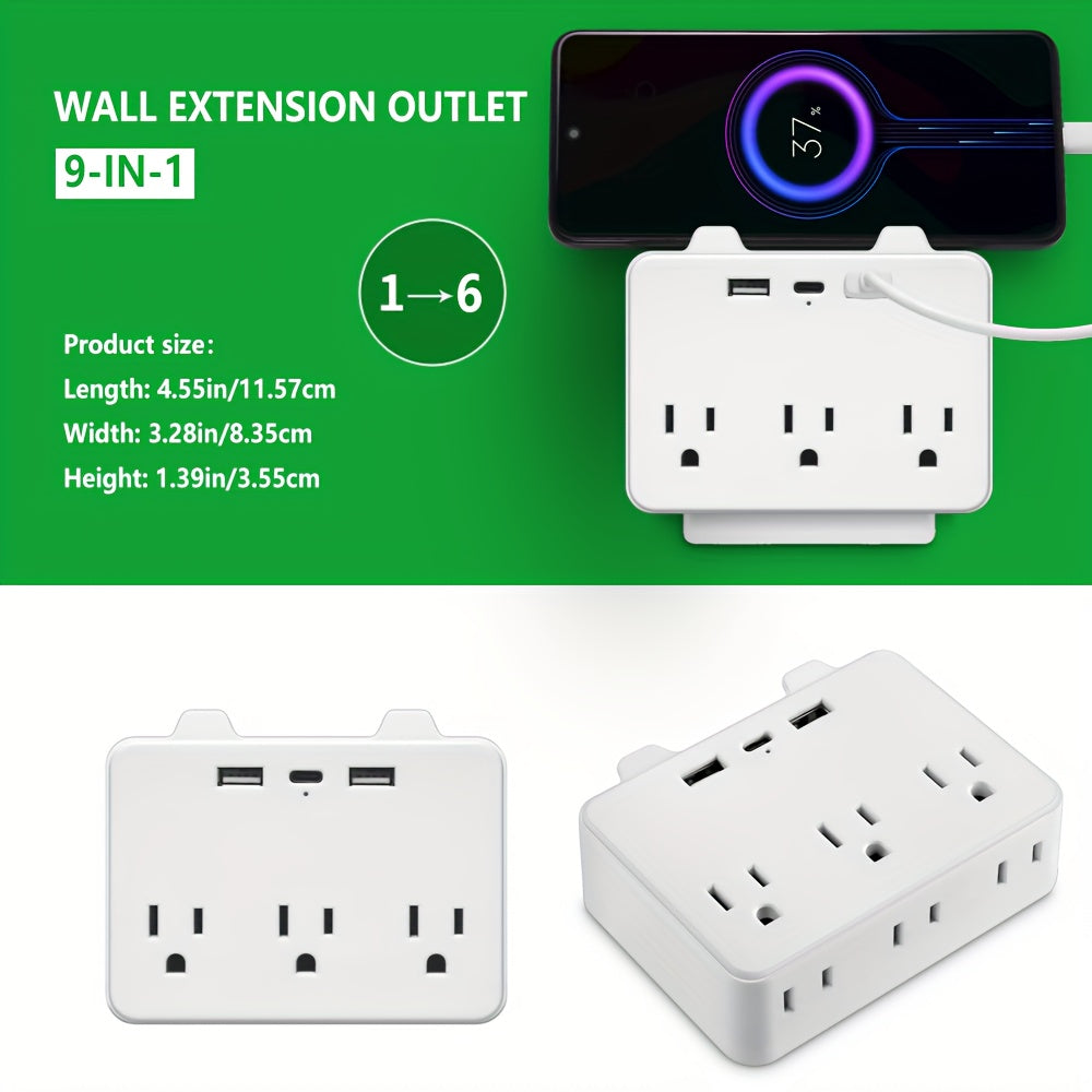 Power Strip with 3 USB Ports (1 USB-C), 6 Outlets