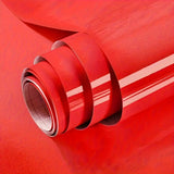 1 Roll of Thickened Red High-Gloss Self-Adhesive Wallpaper 196.85inx15.75in & 393.70inx15.75in