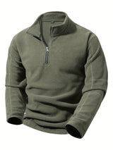 Men's Half-Zip Standing Collar Sweatshirt - Thermal Pullover