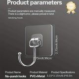 16pcs Large-sized Transparent Self-adhesive Hooks, with Strong Load-bearing Capacity