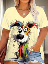 Plus Size Women's Casual Puppy Graphic T-Shirt