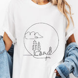 Line Art Nature Design Camping T-Shirt