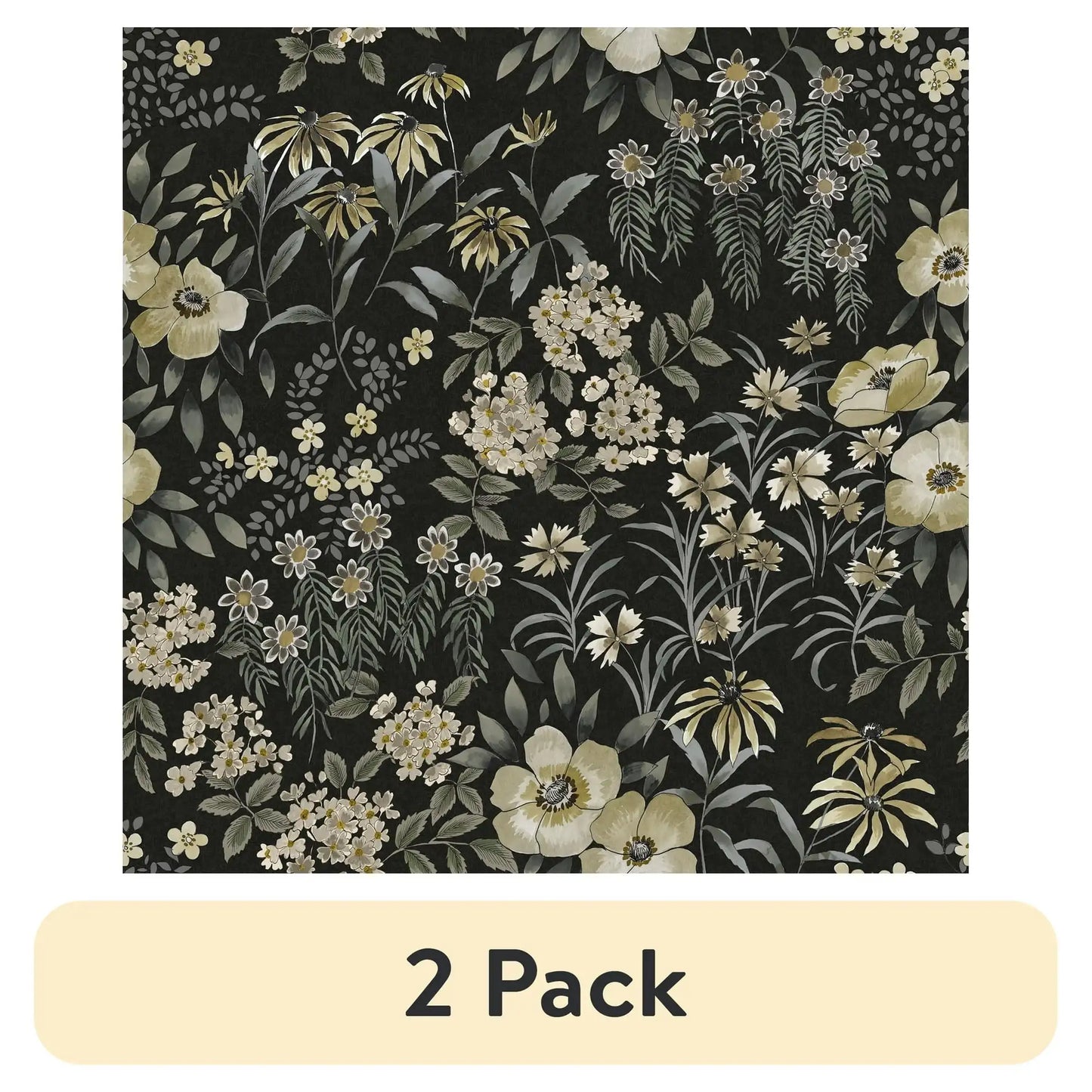 Black Pearson Floral Peel and Stick Wallpaper 30.75 Sq. ft, 1 count