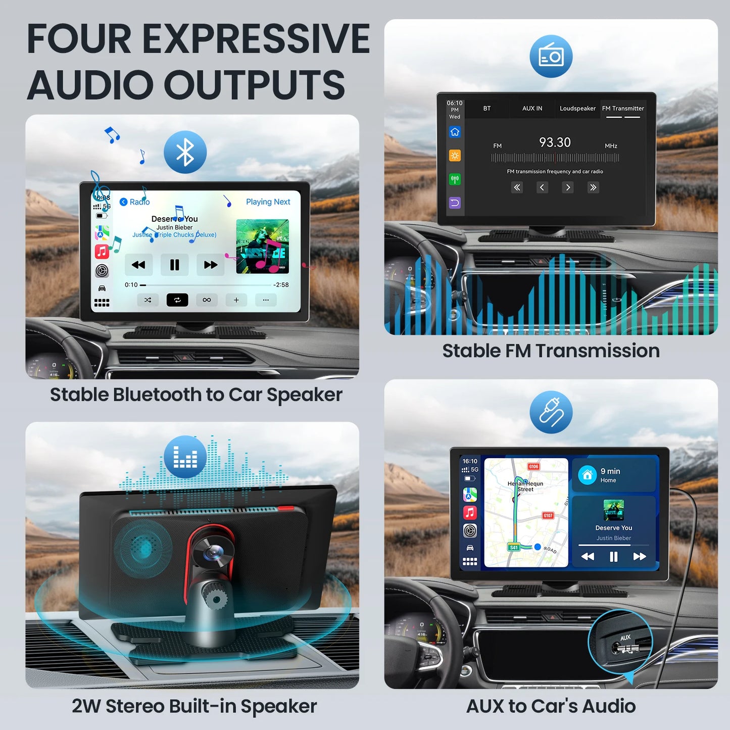 9-inch CarPlay 4K+1080P, 64GB memory