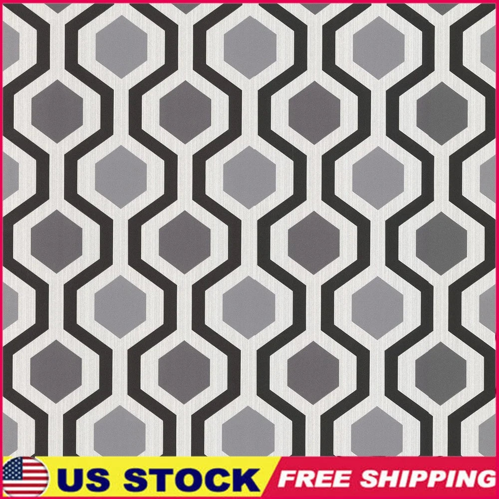 Modern Geometric Wallpaper
Non Woven Washable Black Grey White 20.5in x 33ft Covers 56.4sqft Design