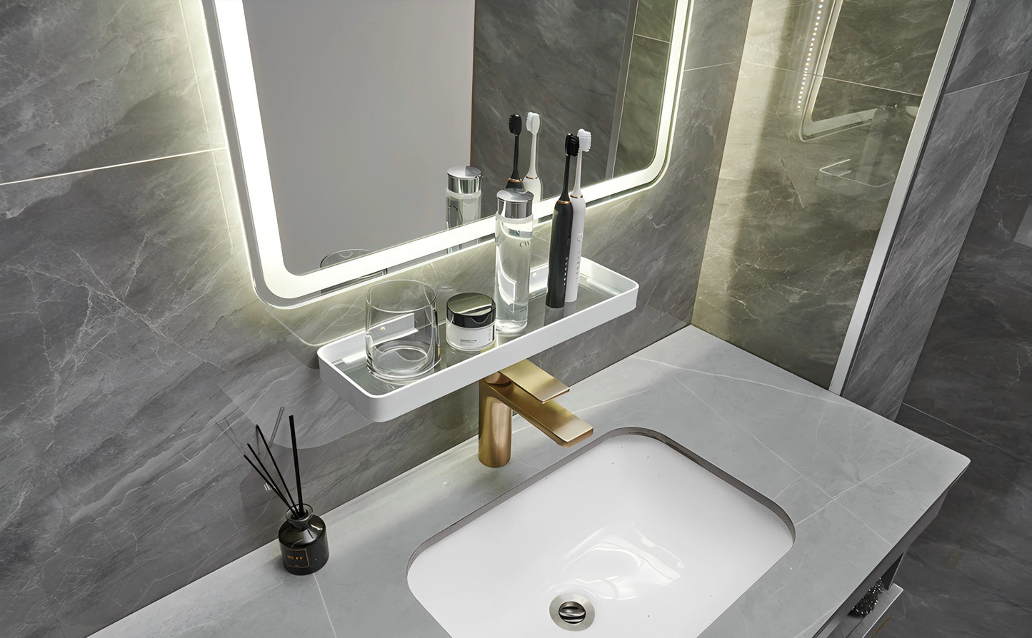 Bathroom Shelves Wall Mounted Tempered Glass