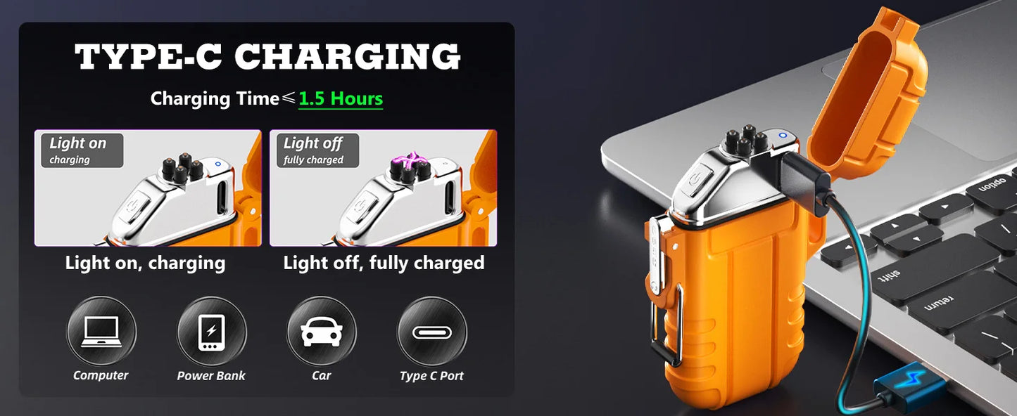 Waterproof Electric Lighter, Windproof, USB