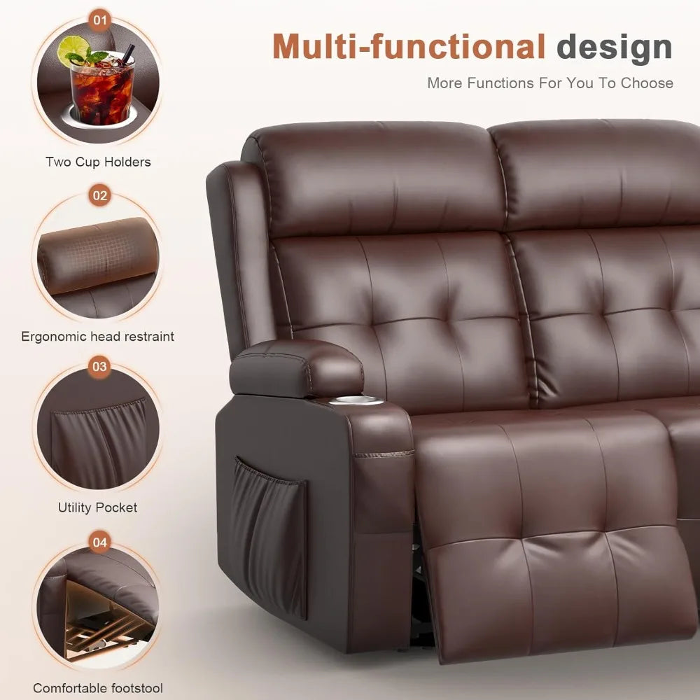 Oversized Wall Hugger RV Recliner Sofa with Massage
