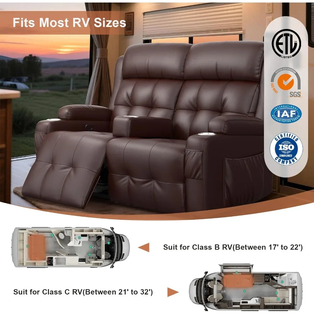 Oversized Wall Hugger RV Recliner Sofa with Massage