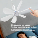 6-Blade Quiet USB Ceiling Fan (With or Without Remote)