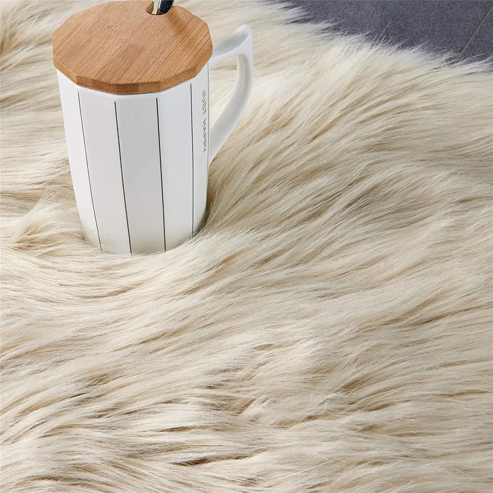 Ultra Soft Beige Faux Sheepskin Area Rug 2 X 6 Ft