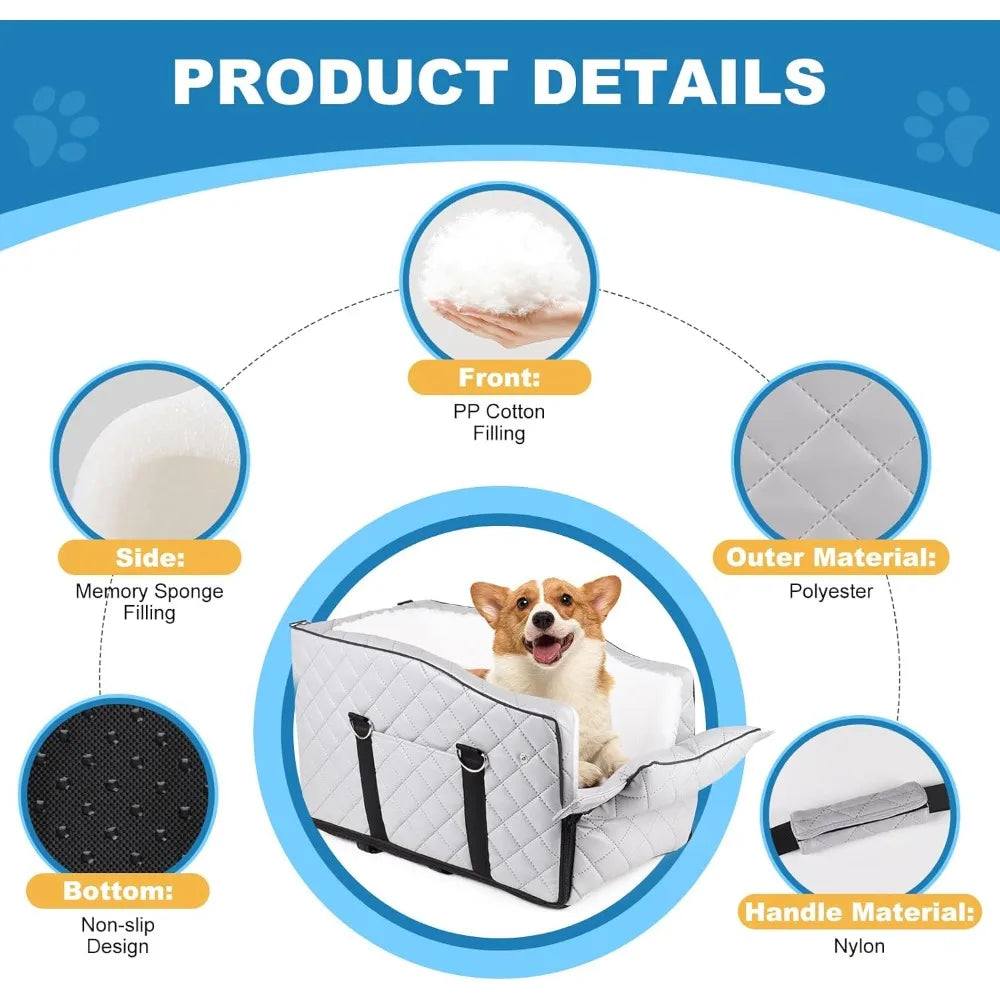 Center Console Pet Car Seat for Small Dogs/Cats Up to 12lbs