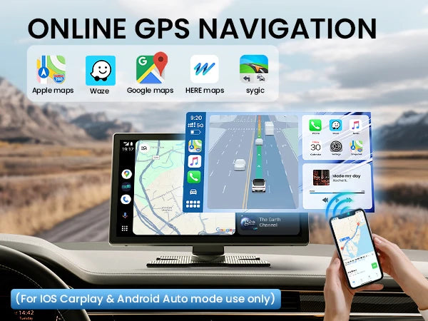 9-inch CarPlay 4K+1080P, 64GB memory