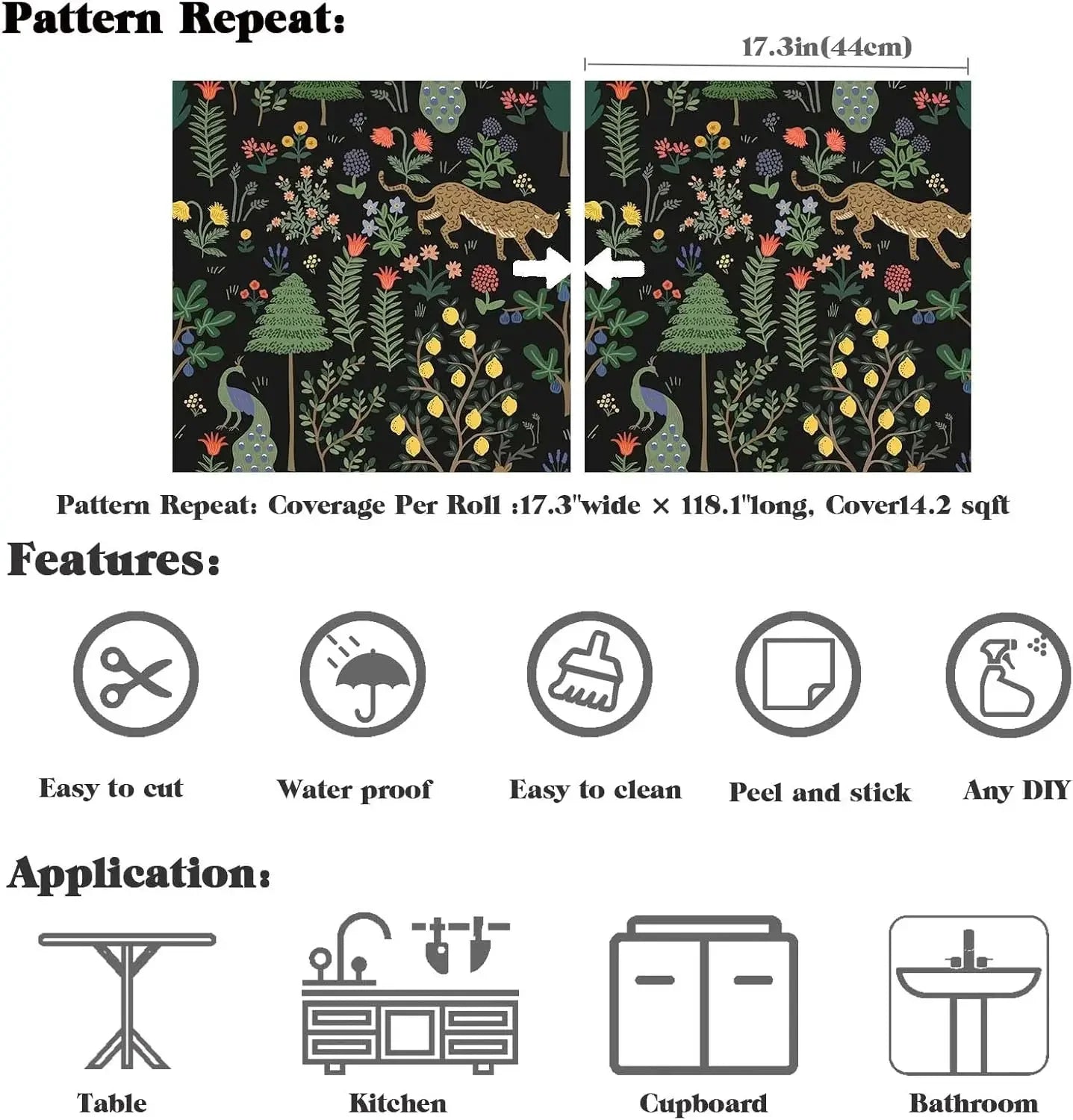 Vintage Black Peel and Vinyl Stick Wallpaper