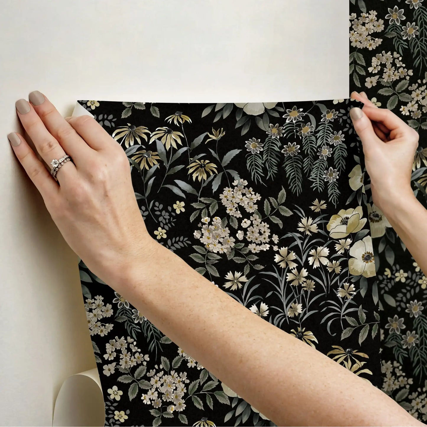 Black Pearson Floral Peel and Stick Wallpaper 30.75 Sq. ft, 1 count