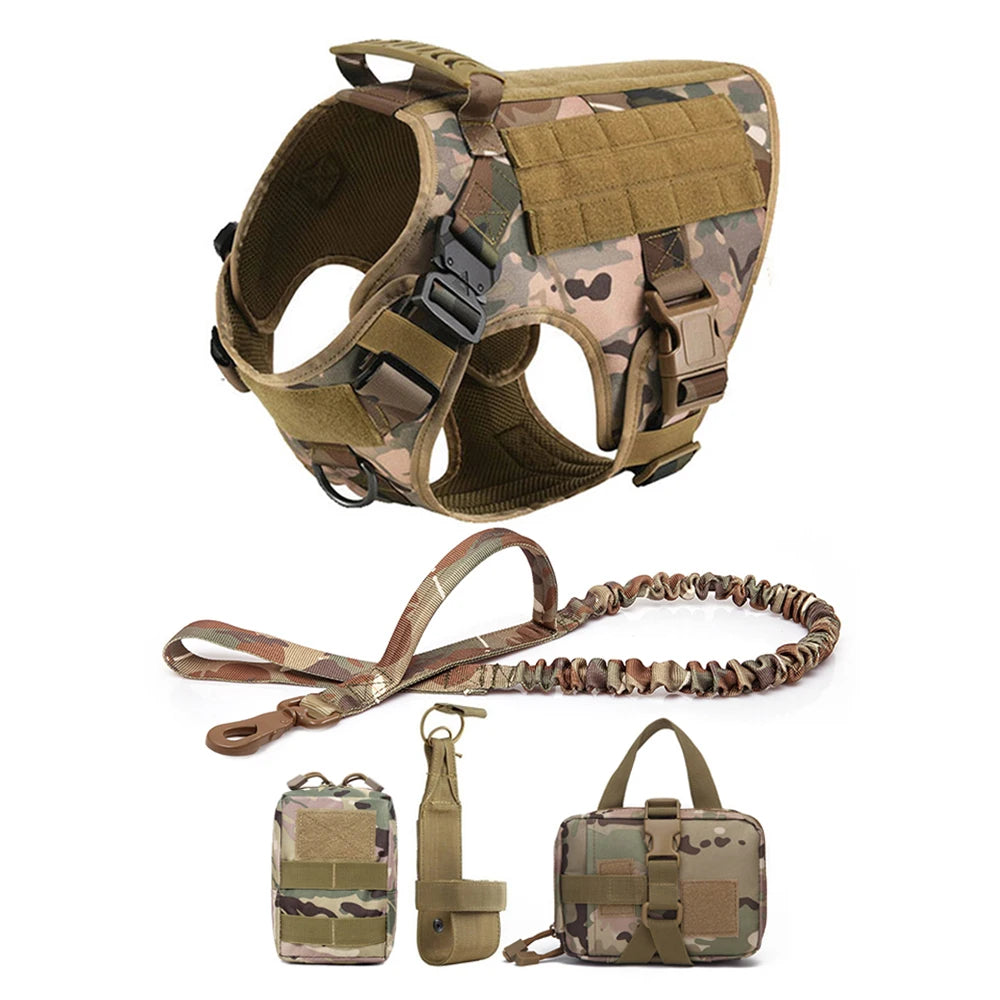 Tactical Dog Harness, Leash, Bags Set