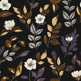 Vintage Gold Leaf Peel and Stick Dark Floral Wallpaper