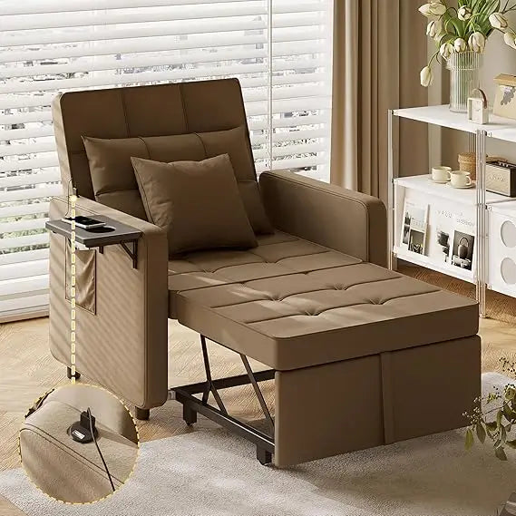 3-in-1 Velvet Sofa Bed with Wing Table and USB Ports (6 colors)