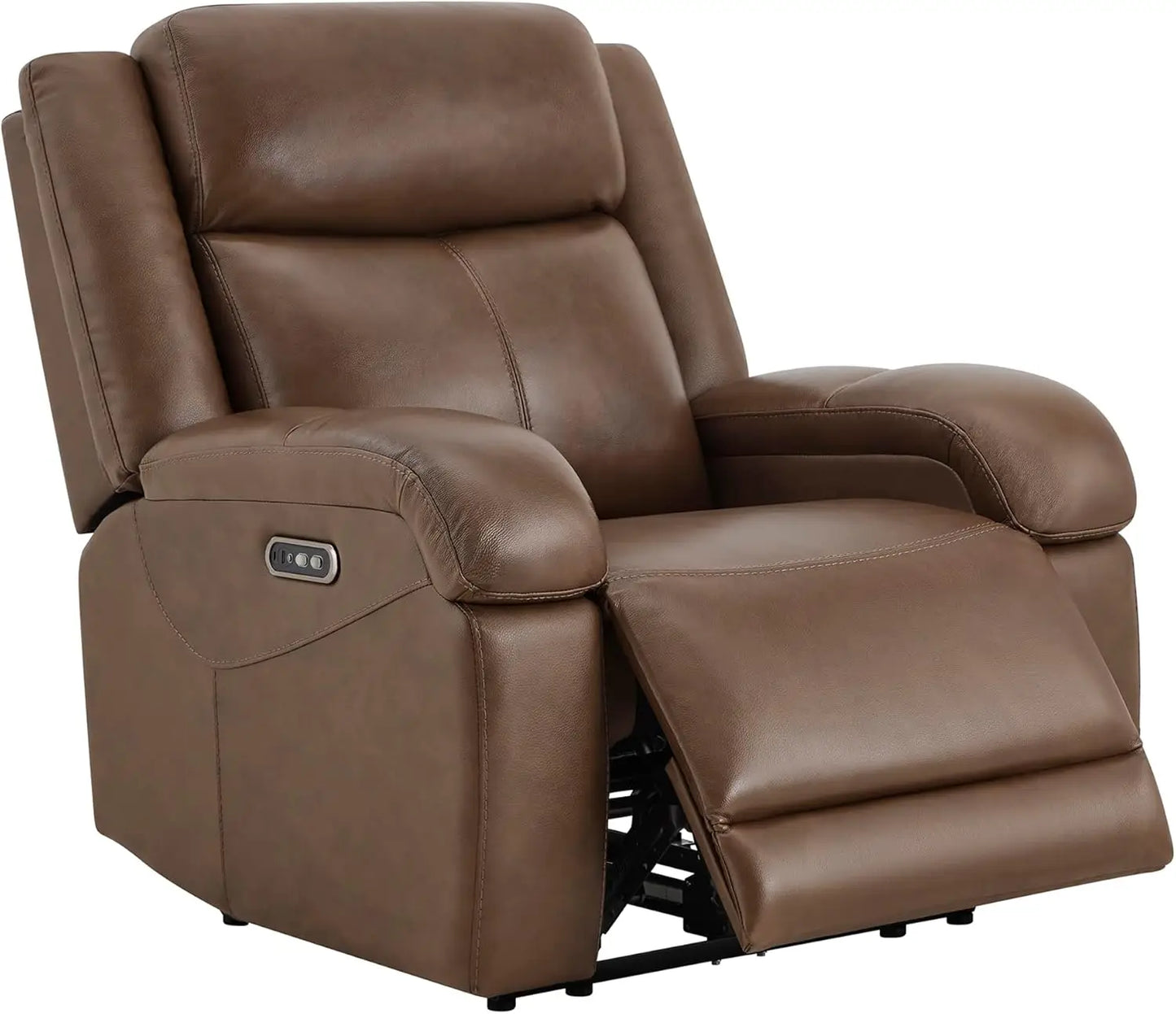 Genuine Leather RV Power Recliner, Wall Hugger, Charging Ports