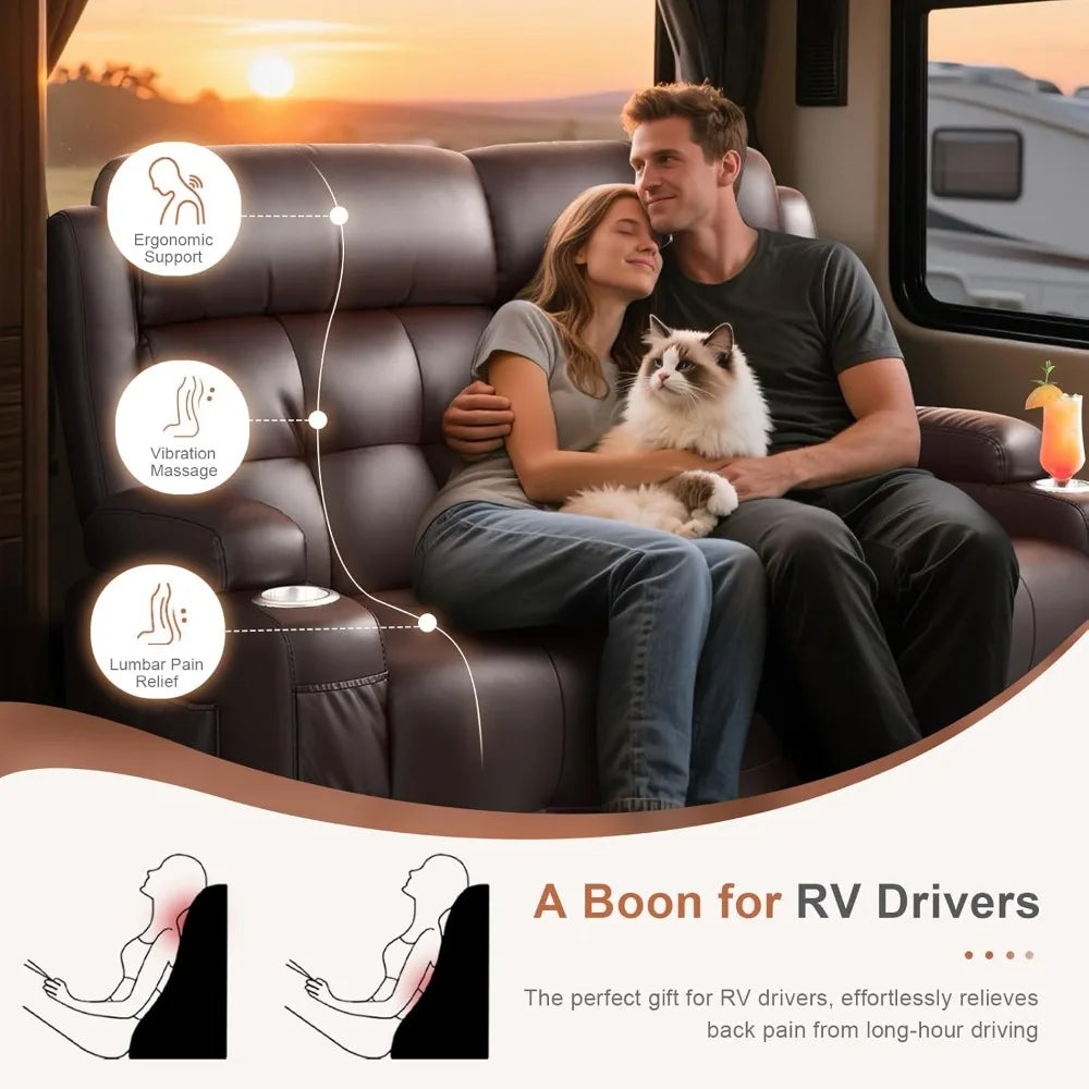 Oversized Wall Hugger RV Recliner Sofa with Massage