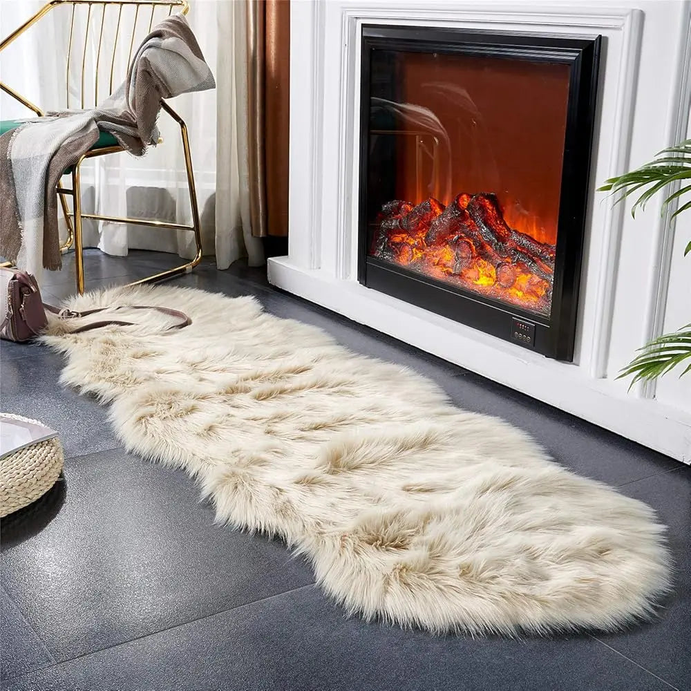 Ultra Soft Beige Faux Sheepskin Area Rug 2 X 6 Ft