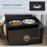 Dog Feeding Station with Storage Drawer