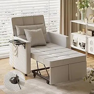 3-in-1 Velvet Sofa Bed with Wing Table and USB Ports (6 colors)